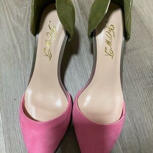 Elegant Pink and Green Heels